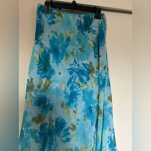 Floral Asymmetrical Skirt in Blue and Green